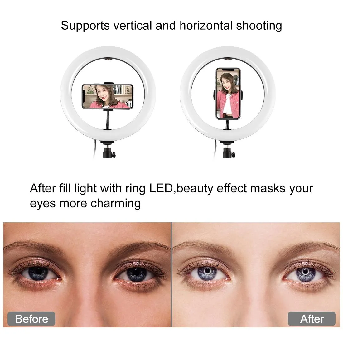 10.2" Curved LED Ring Light with Dual-Colour Temperature | Remote & Tripod