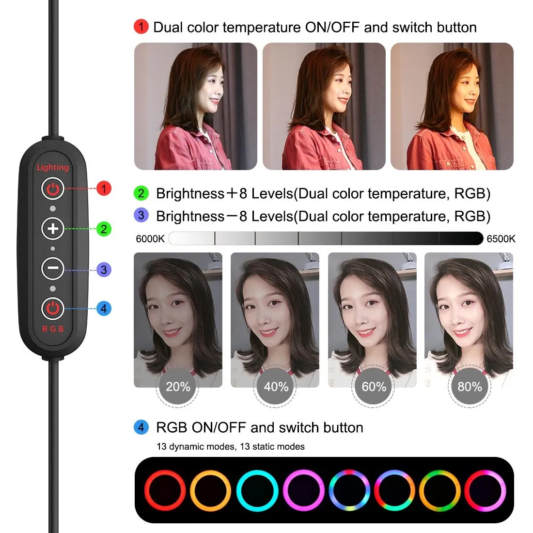 10.2" Curved LED Ring Light with Dual-Colour Temperature | Remote & Tripod
