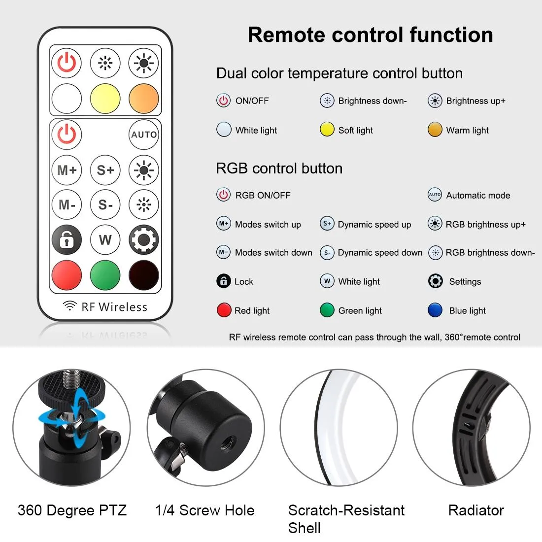 10.2" Curved LED Ring Light with Dual-Colour Temperature | Remote & Tripod
