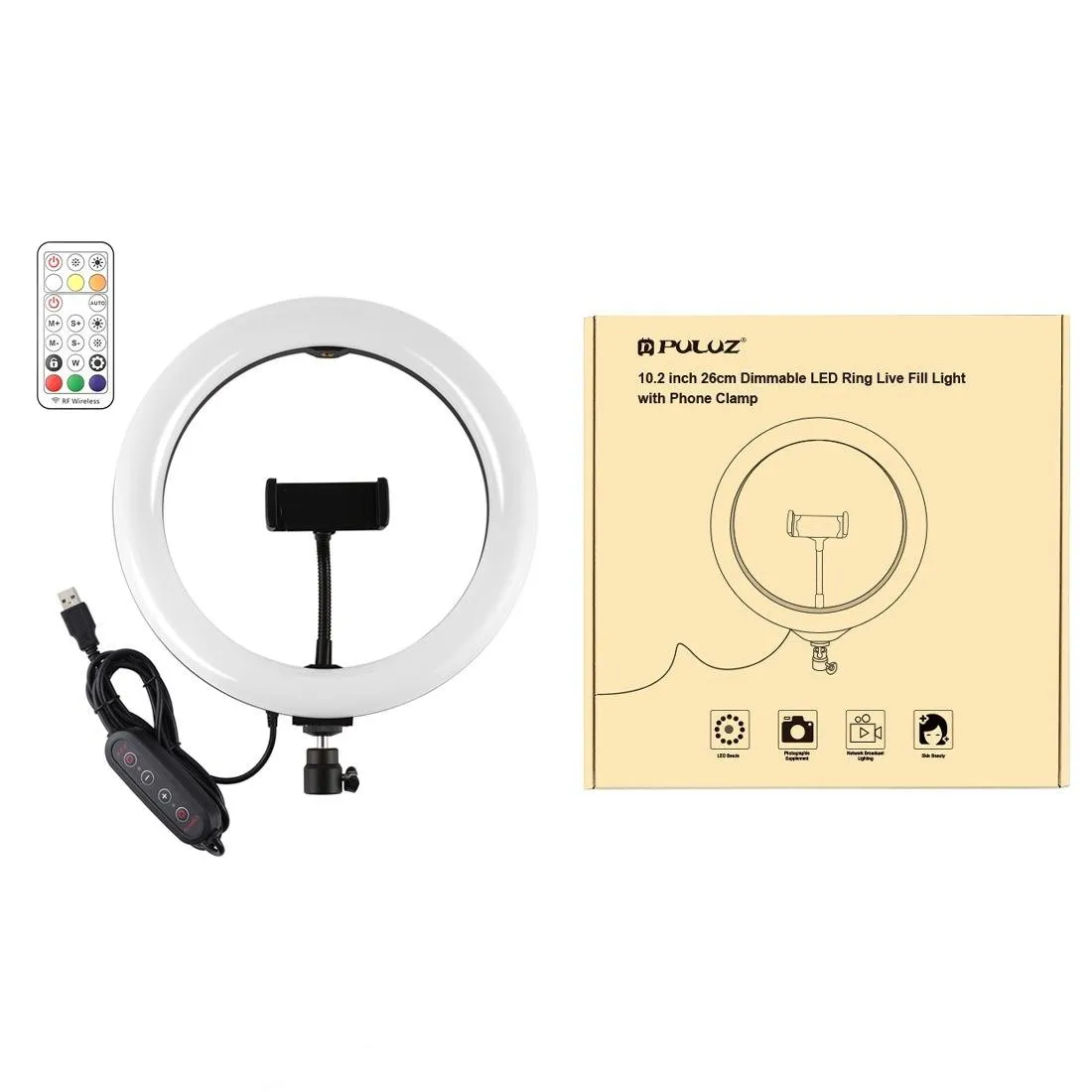 10.2" Curved LED Ring Light with Dual-Colour Temperature | Remote & Tripod