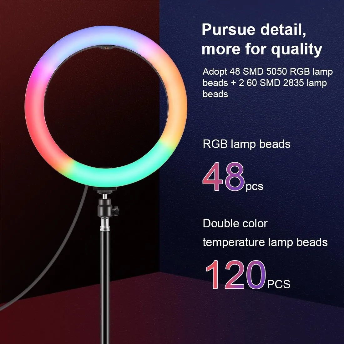 10.2" Curved LED Ring Light with Dual-Colour Temperature | Remote & Tripod