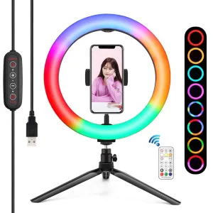 10.2" Marquee LED Beauty Light with Tripod & Remote | Dual-Colour Ring Light for Vlogging & Photography