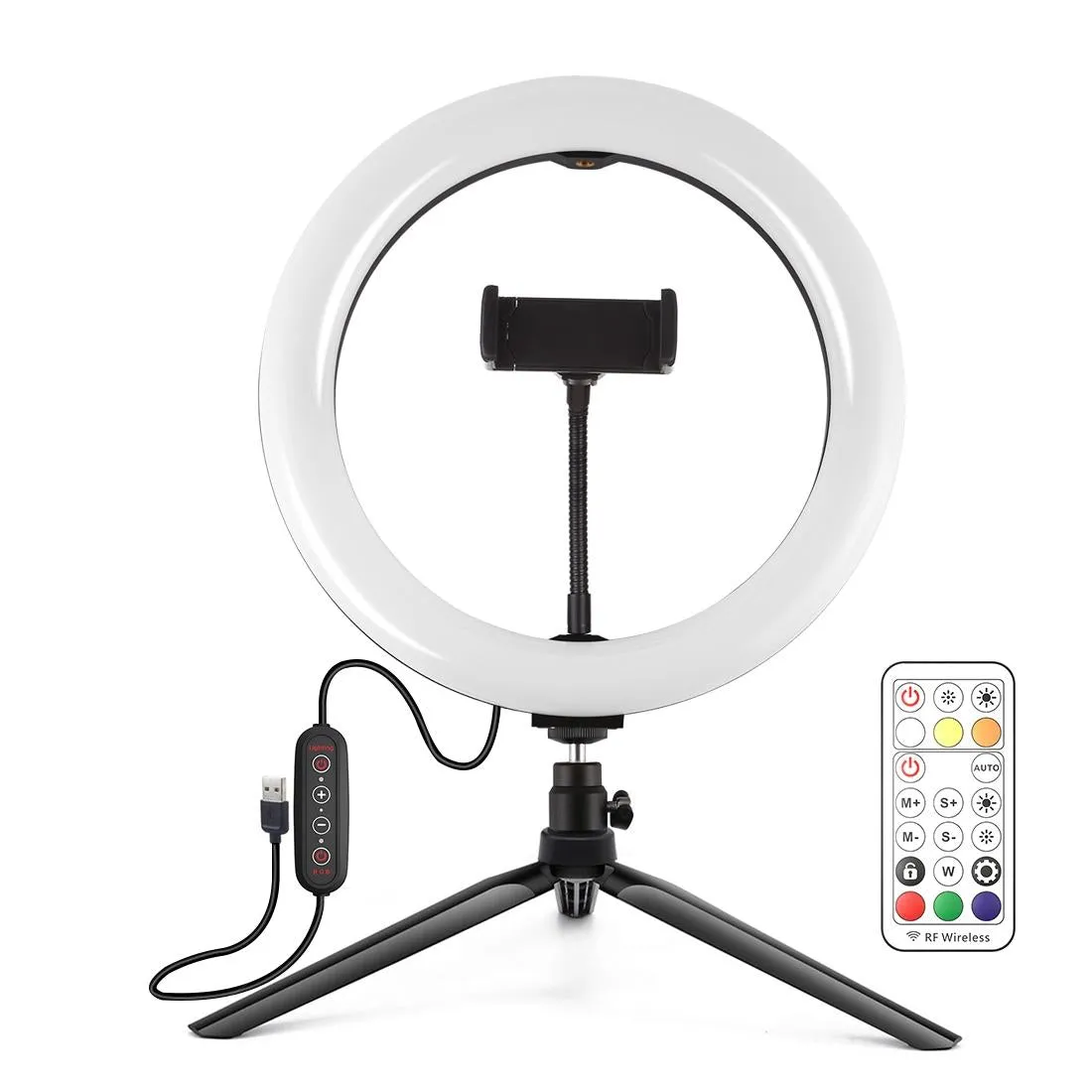 10.2" Marquee LED Beauty Light with Tripod & Remote | Dual-Colour Ring Light for Vlogging & Photography