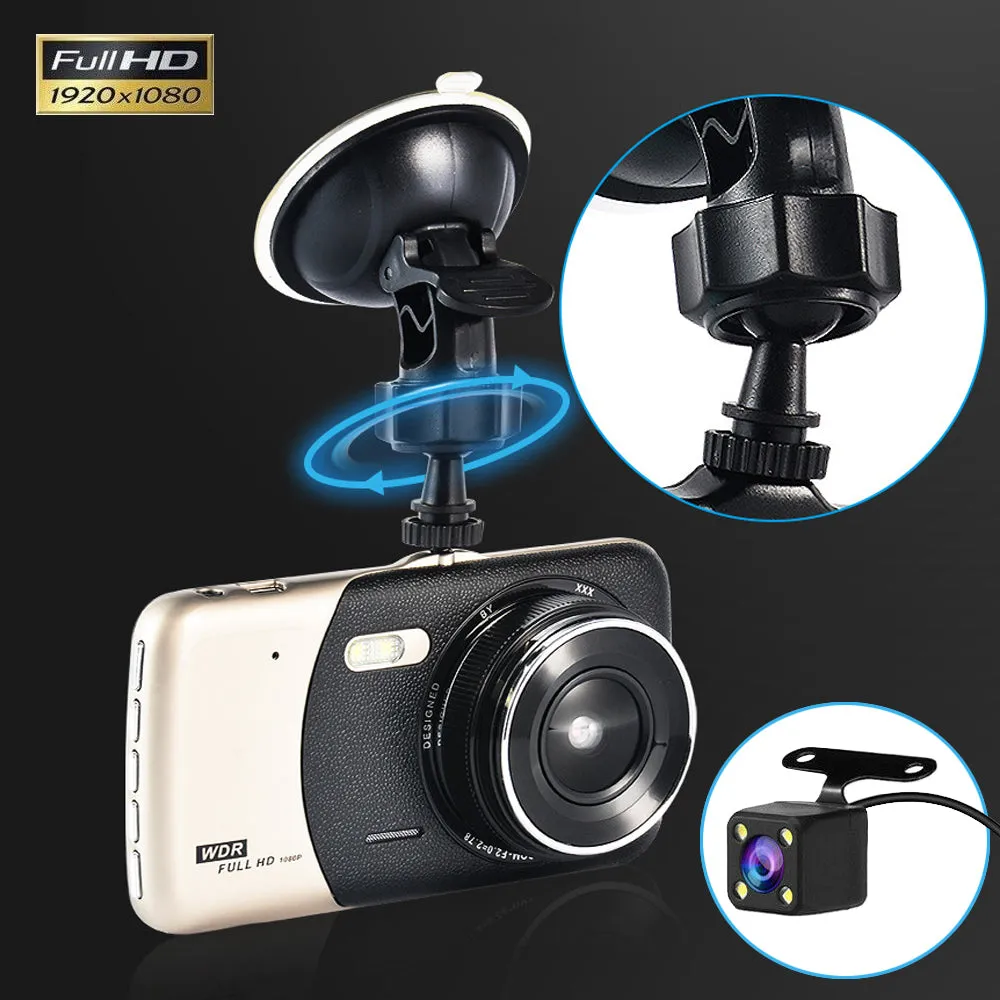 1080P Car Dash Camera | Dual Front and Rear Video DVR Recorder | Night Vision Kit