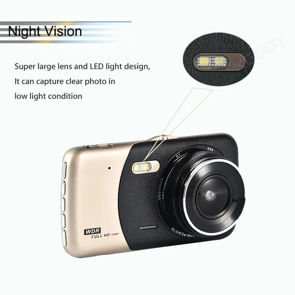 1080P Car Dash Camera | Dual Front and Rear Video DVR Recorder | Night Vision Kit