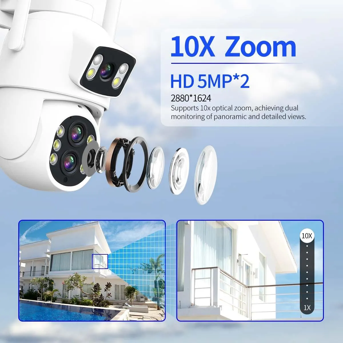 10X Optical Zoom Wifi Camera | Motion Detection
