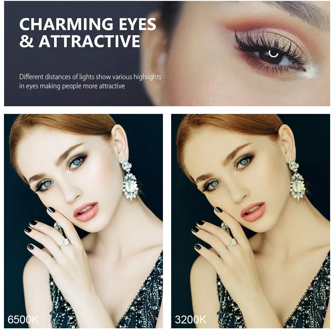11.8" LED Ring Light with Tripod & Phone Clamp | 3 Modes | Dual Colour Temperature | Curved Surface | Black