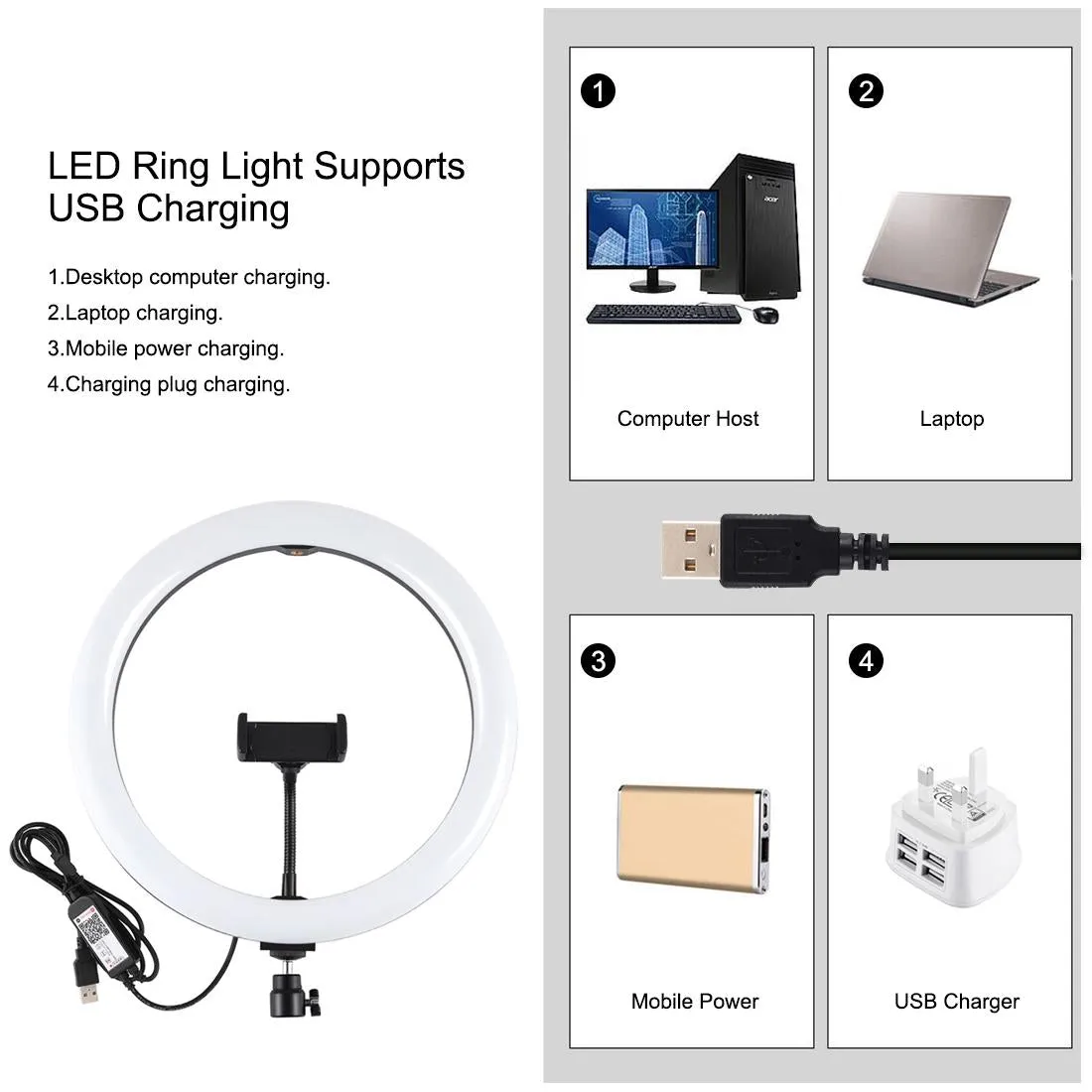 11.8" RGBW LED Ring Light Kit with Mount | Dual Phone Brackets | Remote Control