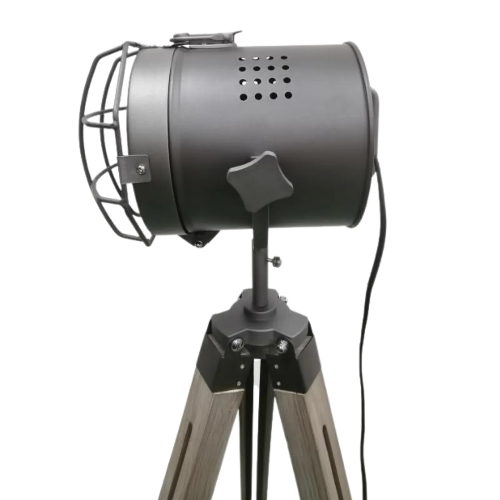 139cm Nautical Tripod Floor Lamp | Steel Grey Searchlight Spotlight | Modern Design