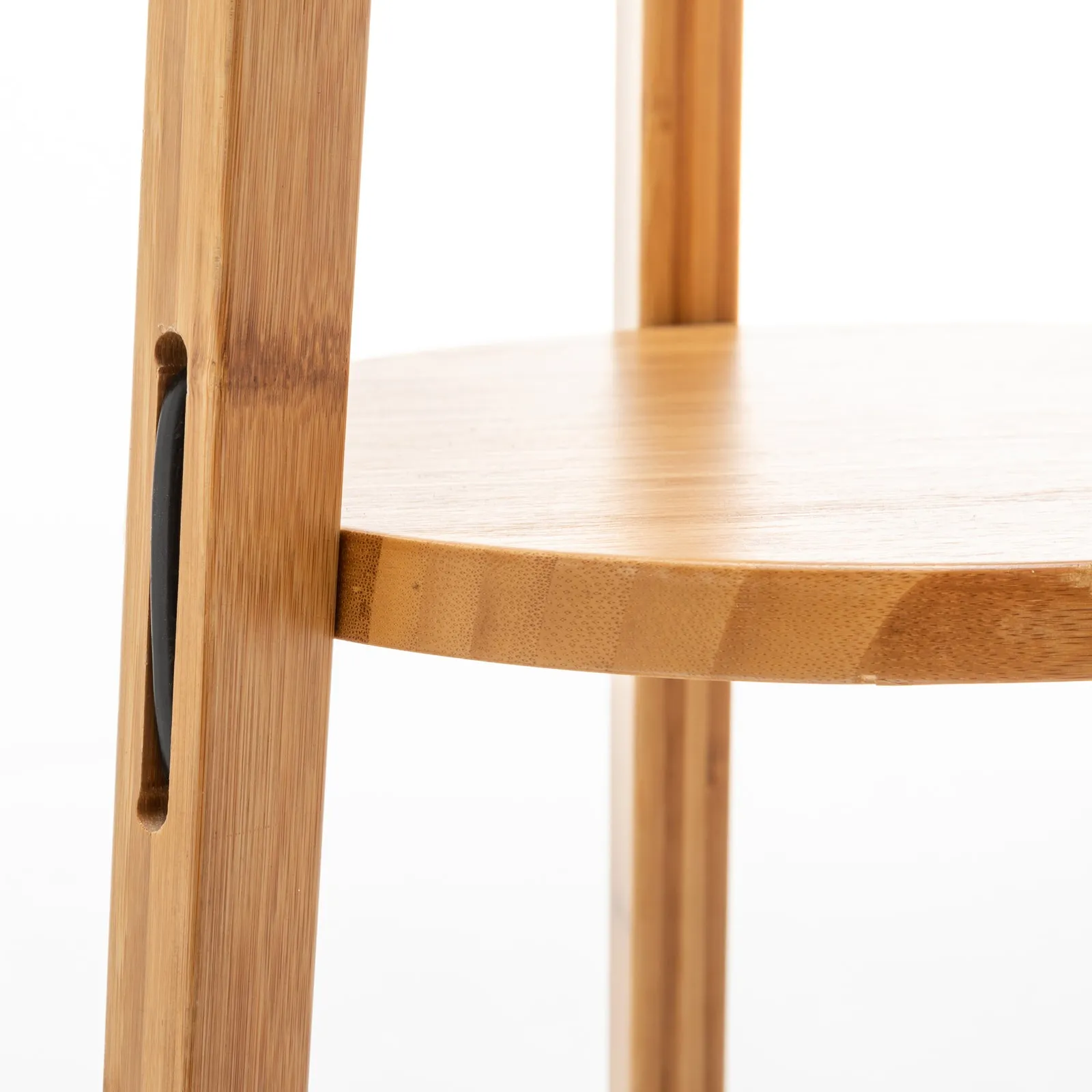 168cm Large Bamboo Wooden Tripod Floor Lamp | Modern Linen Shade with Shelves