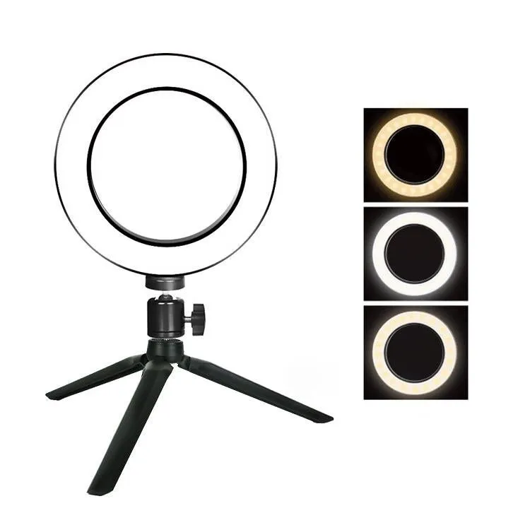 16cm Dimmable LED Selfie Ring Light with Tripod