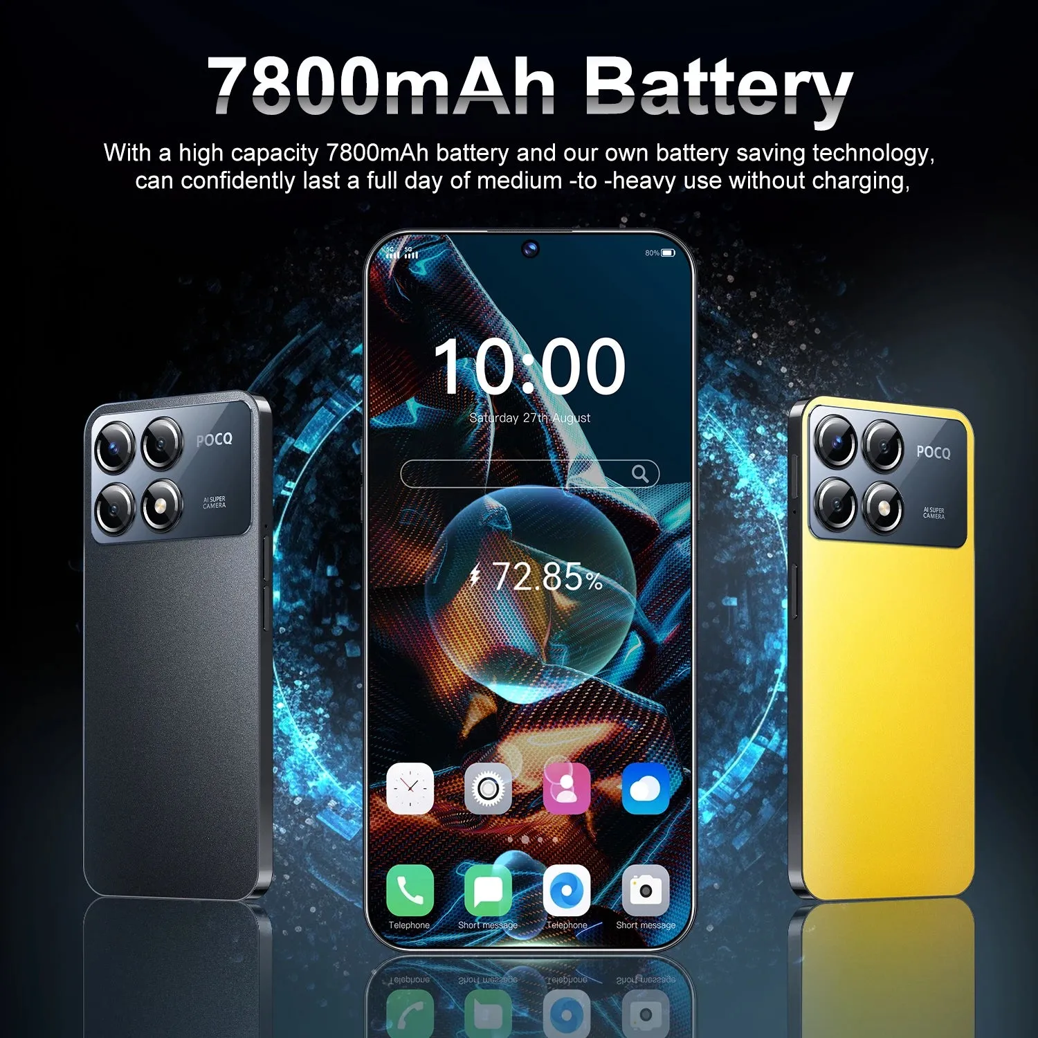 2024 NEW Cell Phone X6 Pro 7.3 HD Screen SmartPhone 16G 1T 5G Dual Sim Celulares Android Unlocked 108MP 7800mAh Mobile Phone