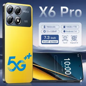 2024 NEW Cell Phone X6 Pro 7.3 HD Screen SmartPhone 16G 1T 5G Dual Sim Celulares Android Unlocked 108MP 7800mAh Mobile Phone