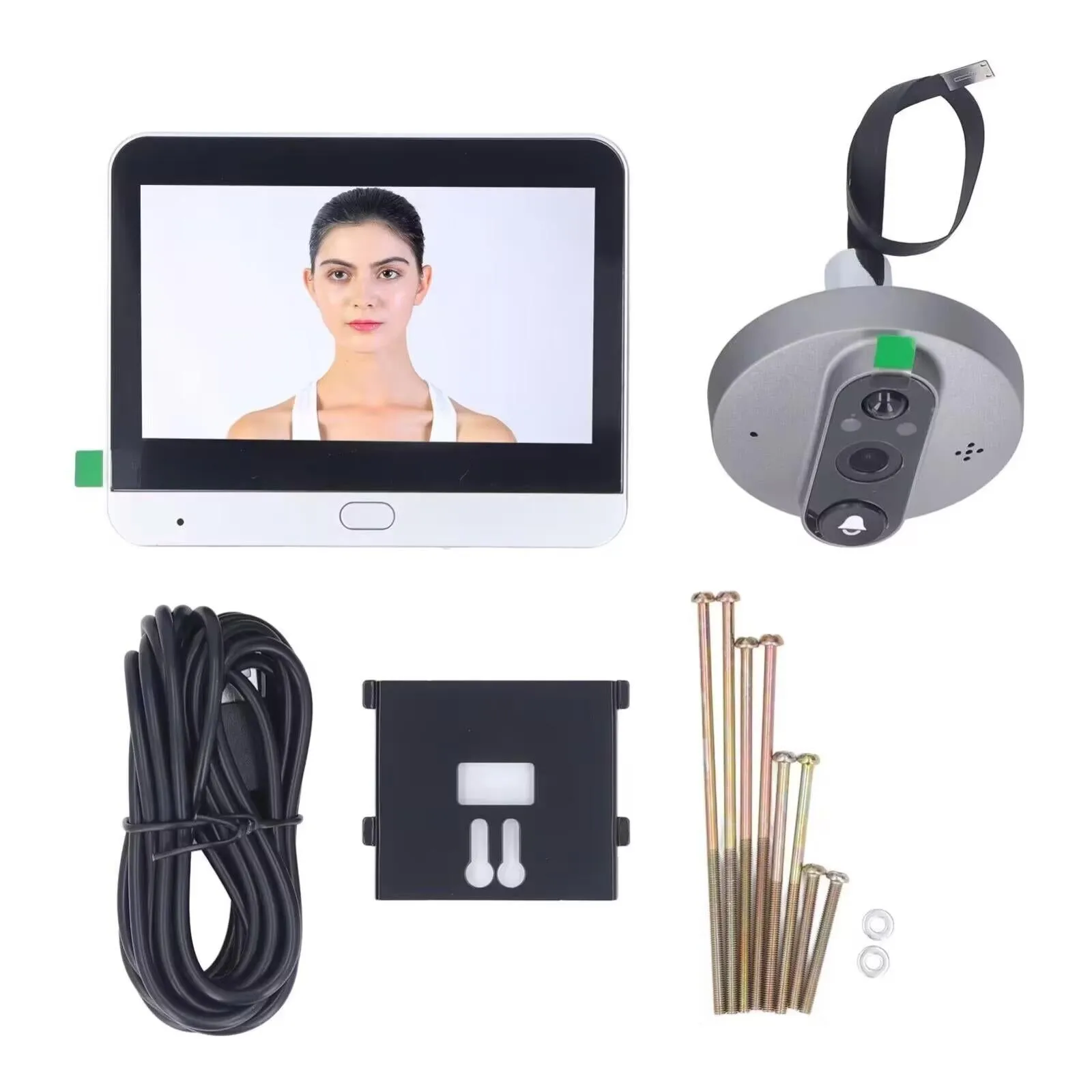 4.3 Inch Colour Screen Graffiti Hidden 1080P WiFi Smart Cat Eye Video Doorbell | Black