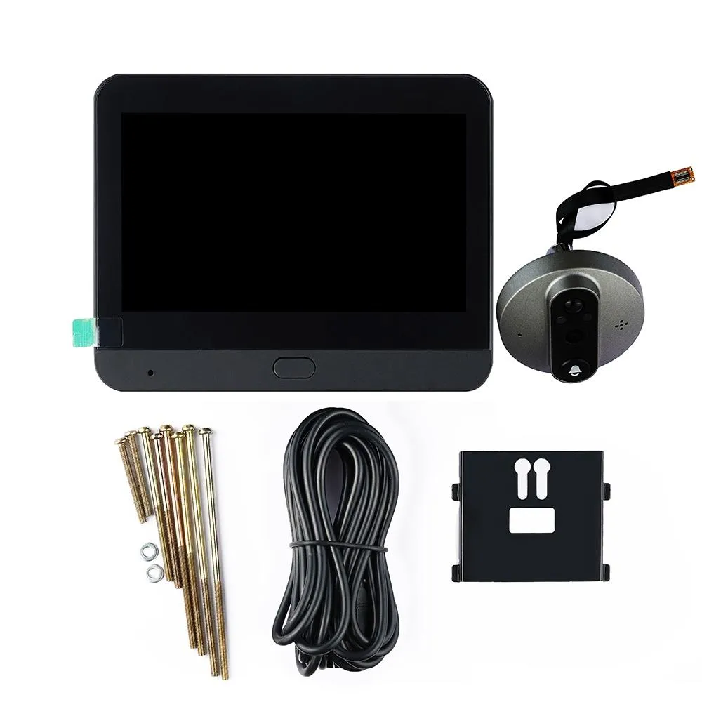 4.3 Inch Colour Screen Graffiti Hidden 1080P WiFi Smart Cat Eye Video Doorbell | Black