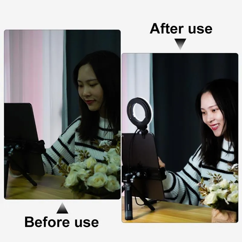 48LEDs Laptop Camera Beauty Ring Light | Clip Set | 4-Inch | Clip With Tripod