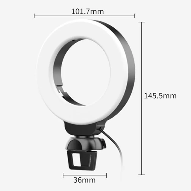 48LEDs Laptop Camera Beauty Ring Light | Clip Set | 4-Inch | Clip With Tripod