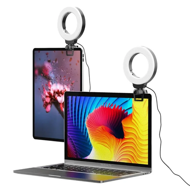48LEDs Laptop Camera Beauty Ring Light | Clip Set | 4-Inch | Clip With Tripod