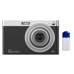 4K 8X Optical Zoom Telescopic Lens Digital Camera with Card Reader & Wiper | Black