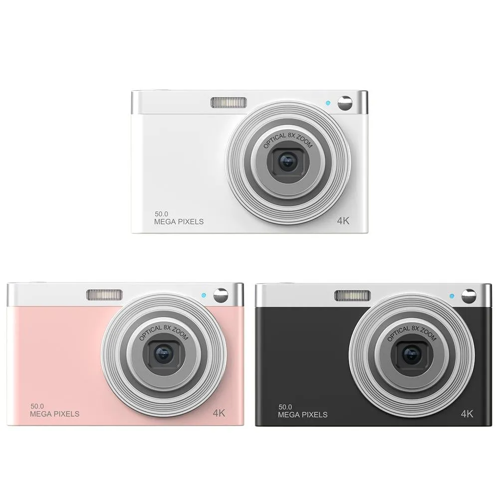 4K 8X Optical Zoom Telescopic Lens Digital Camera with Card Reader & Wiper | White
