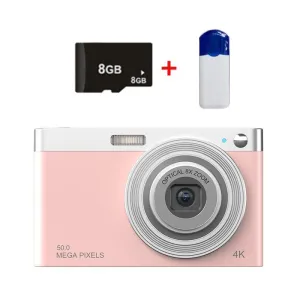 4K Digital Camera | 8x Optical Zoom | Telescopic Lens | Card Reader & 8G | Pink Finish