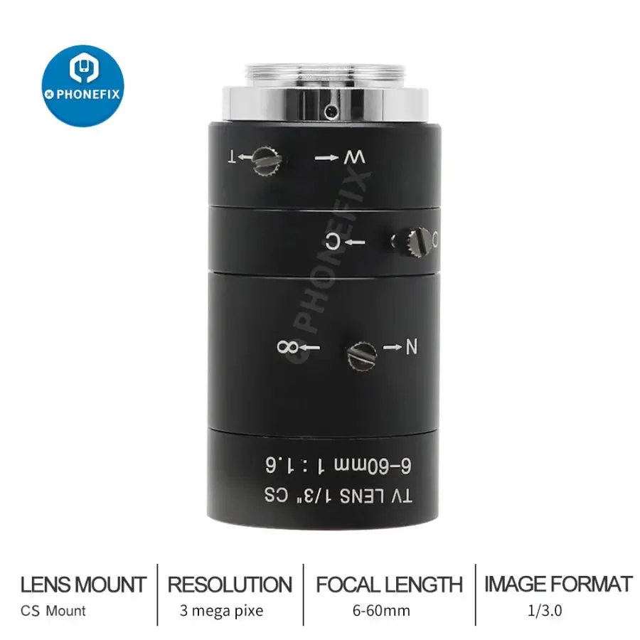 6-60mm 1/3" CCD F1.6 CS Mount Lens for CCTV Surveillance Camera