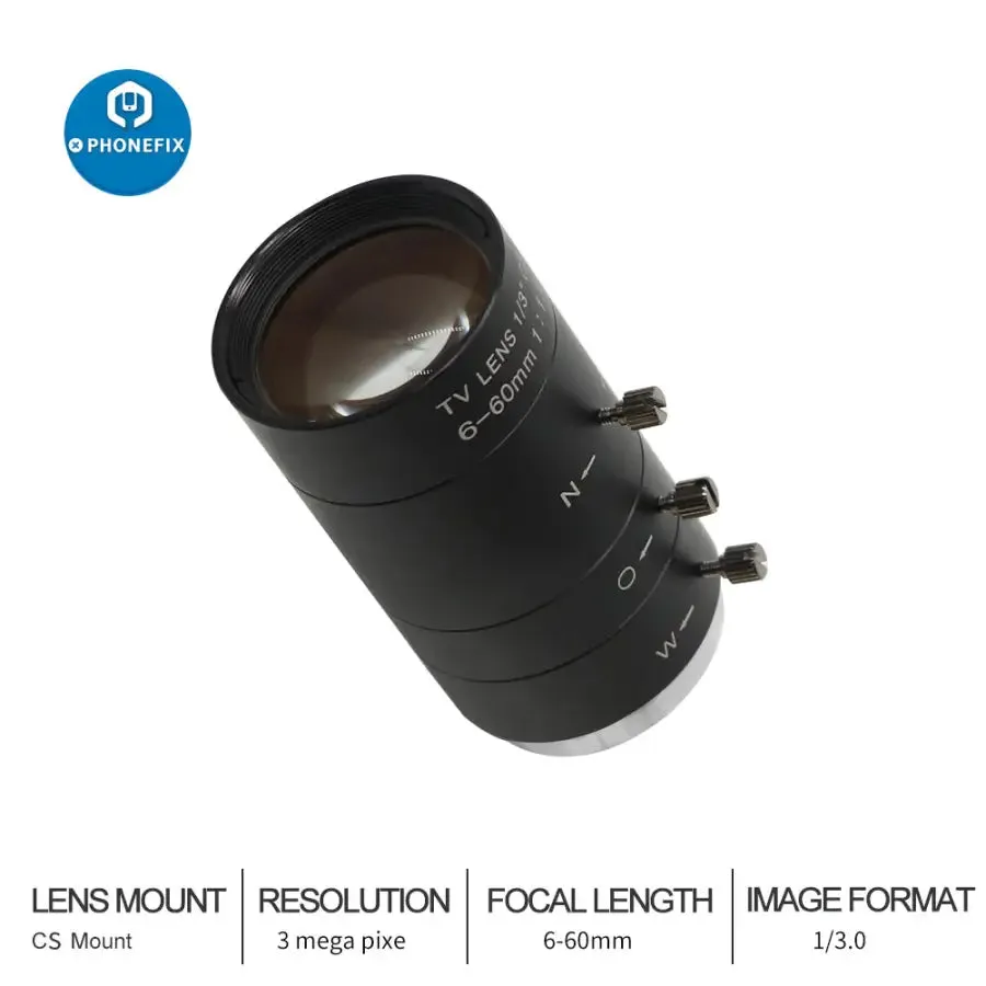 6-60mm 1/3" CCD F1.6 CS Mount Lens for CCTV Surveillance Camera
