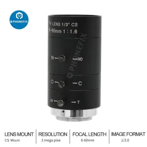6-60mm 1/3" CCD F1.6 CS Mount Lens for CCTV Surveillance Camera