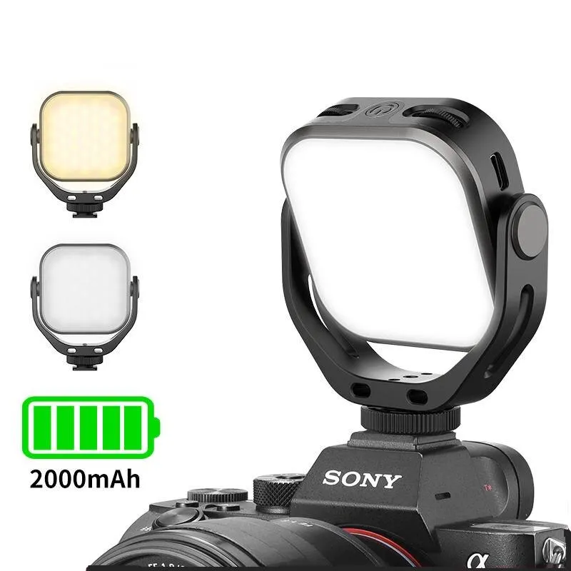 Adjustable Bi-Color LED Video Light with 360° Rotation Bracket - Rechargeable & Portable Fill Light for DSLR, SLR & Mobile