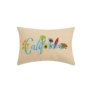 California Icons Embroidered Throw Pillow