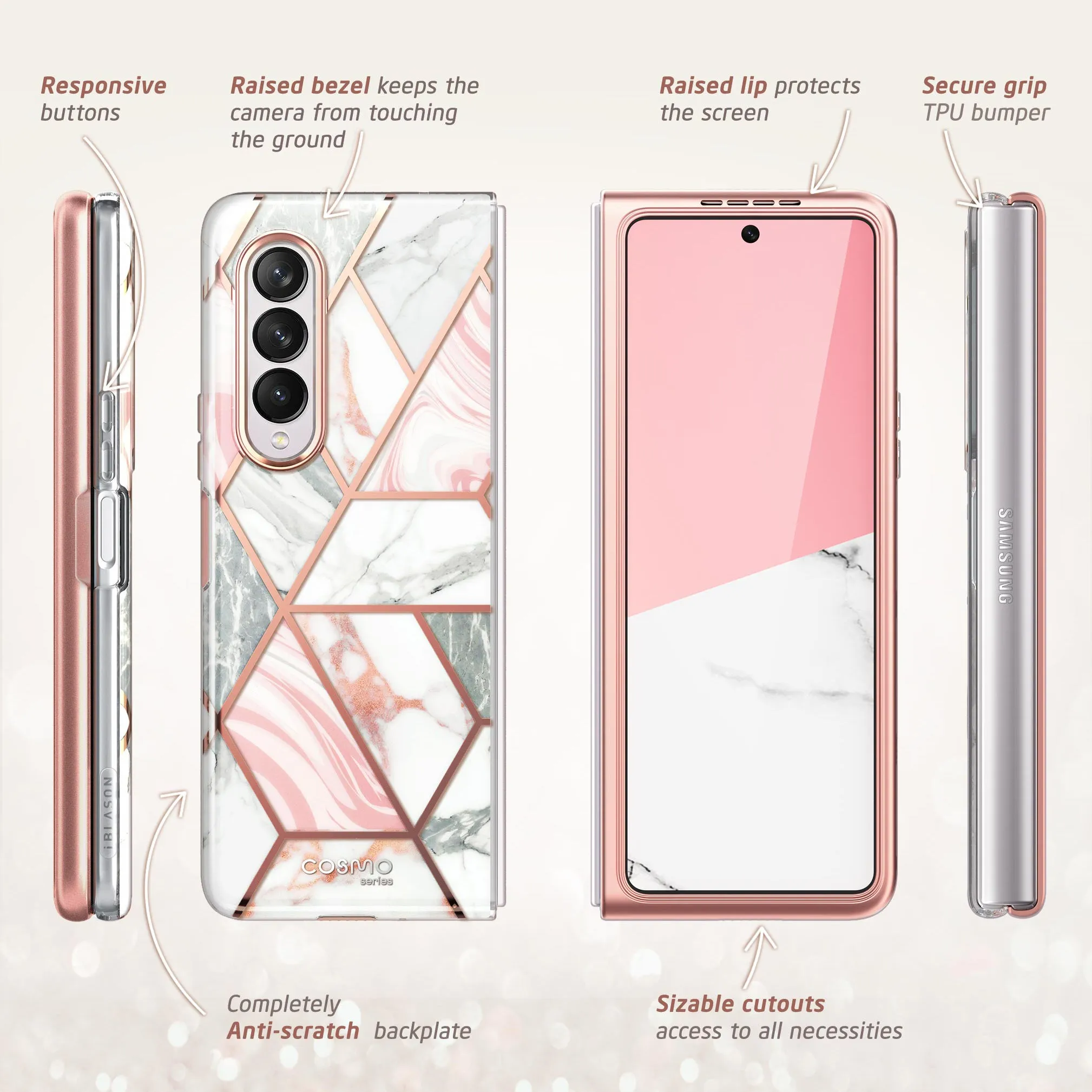 Galaxy Z Fold3 Cosmo - Marble Pink