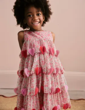 Heart Flutter Party Dress-Pink Flowerbed