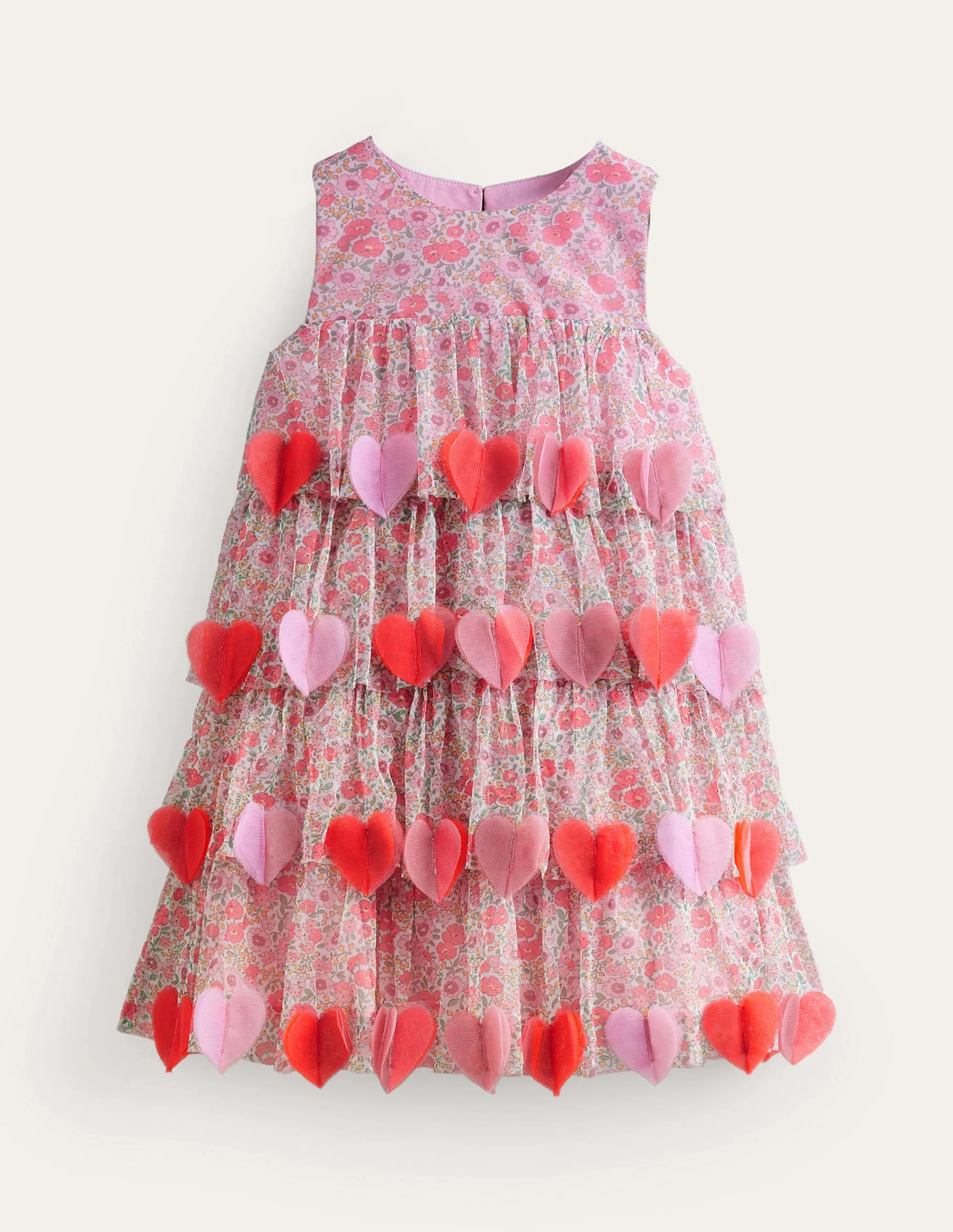Heart Flutter Party Dress-Pink Flowerbed