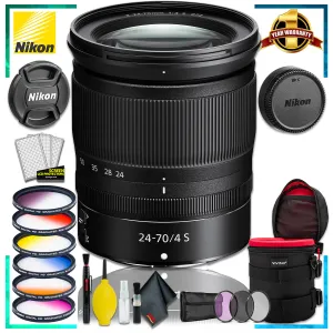 Nikon NIKKOR Z 24-70mm f.4 S Lens (Intl Model)   4.5 inch Vivitar Premium Lens Case   Vivitar Graduated Color Filter Kit   3pcs UV Lens Filter Kit  