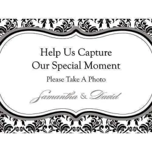 "Love Bird Damask" Disposable Camera Table Sign (Pack of 1)